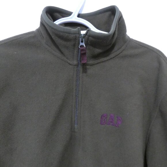 Y2K | GAP | medium | Olive Green Fleece Pullover Shirt - Picture 1 of 14
